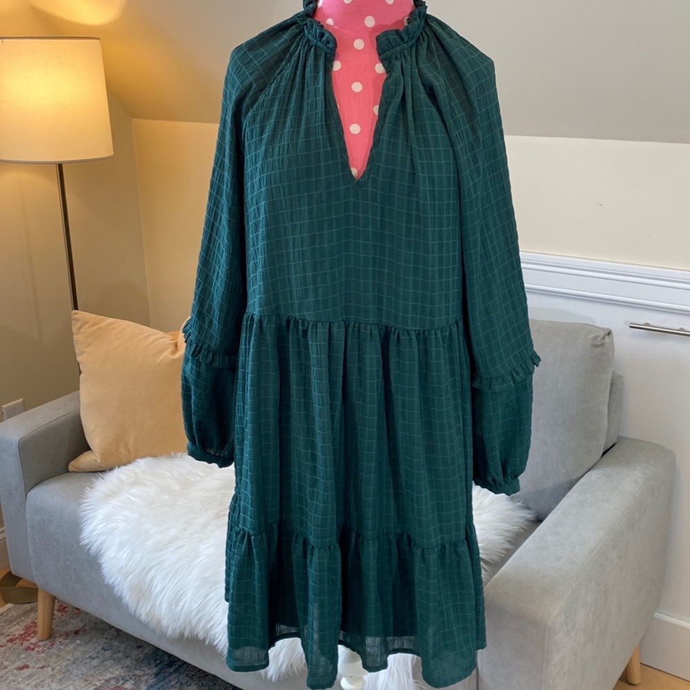 Mare Mare by Anthropology Green Long Sleeve Tiered Dress